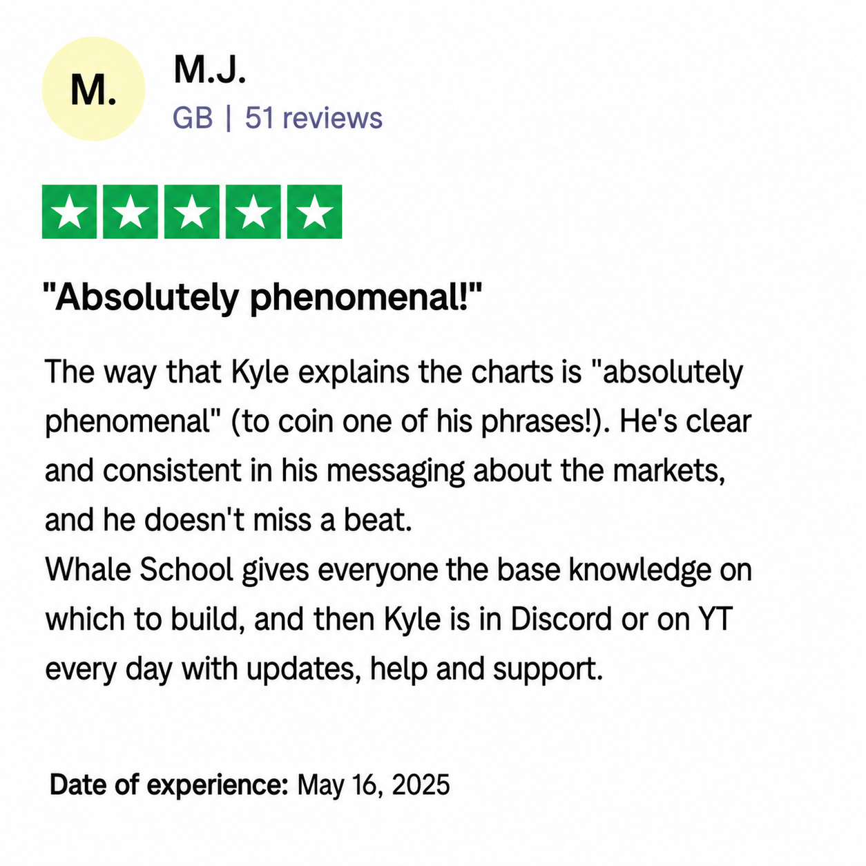 Trustpilot review from M.J.