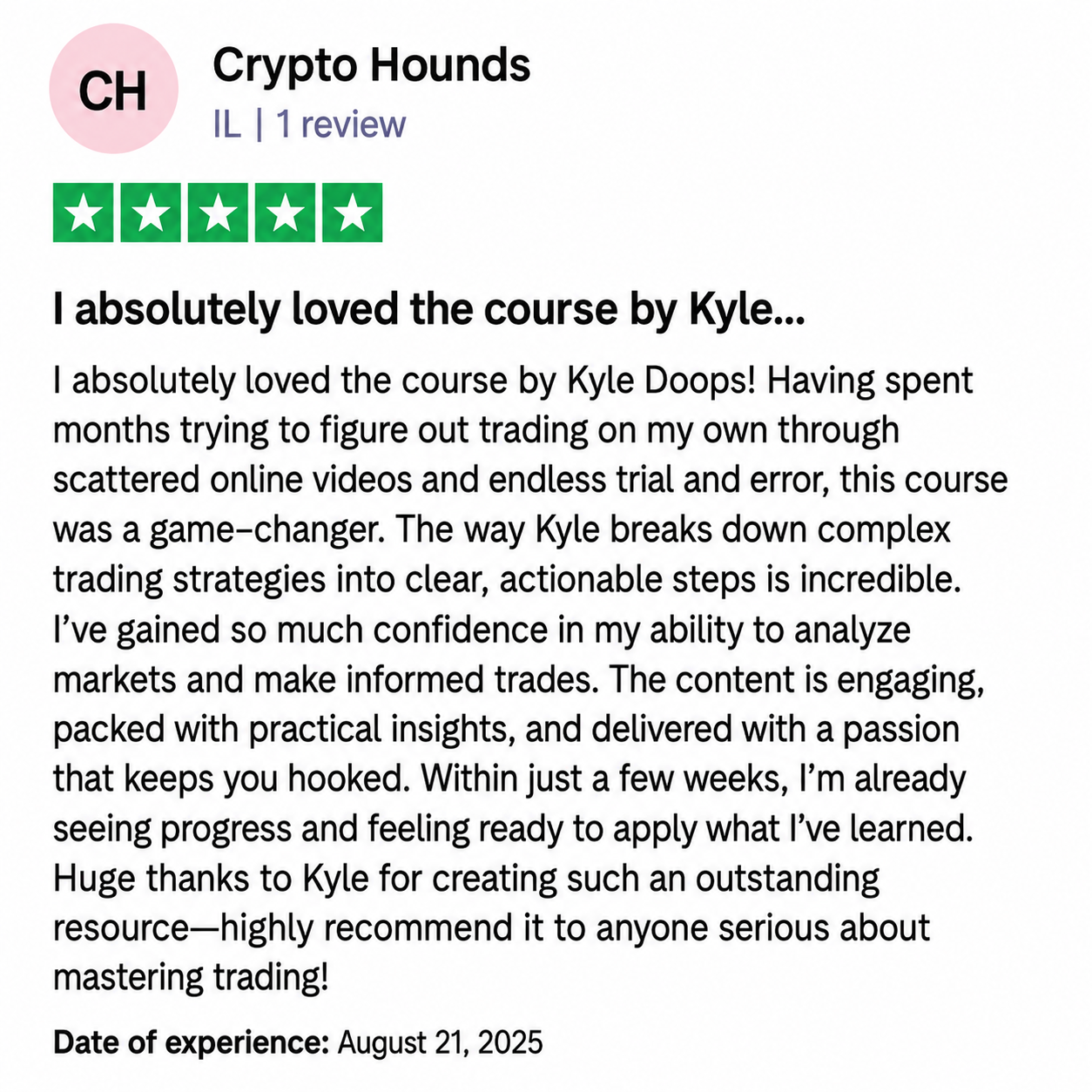 Trustpilot review from Crypto Hounds